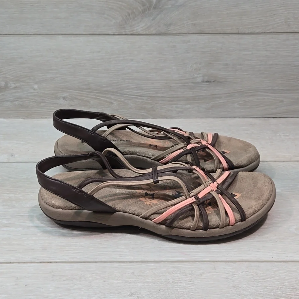 Skechers Womens Memory Foam Reggae Strappy Sandals Slide Flats shoes sz 7